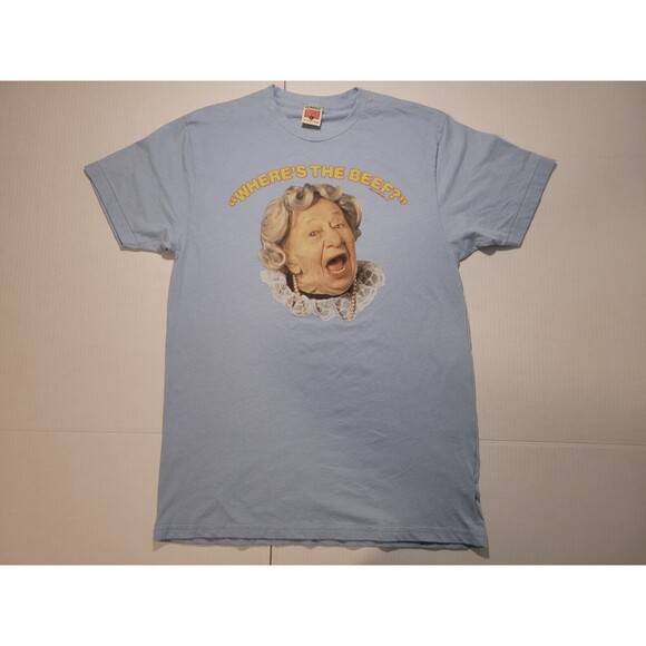 2011 Oldermark Where’s The Beef Clara Peller Blue Shirt Large Made In Usa Homage - Picture 1 of 7